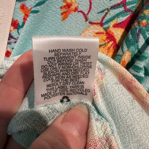 NWT Olive + Oak Size Medium Boho Cottage Maxi Dress Mint Green Floral Knit Comfy - Picture 7 of 9